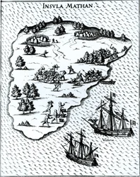 Ferdinand Magellan (c.1480-1521) Wenyeji Wanapigana kwenye Kisiwa cha Mactan mnamo 1521 swed.